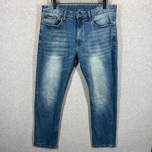 Southern Tide Charleston Fit Jeans Mens 34 Blue Denim Straight Leg Stretch EUC‎